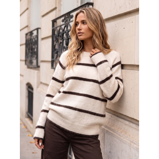 Pull ligné Alice - Beige/Chocolat