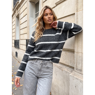 Pull ligné Alice - Gris/Blanc