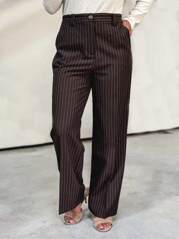 Pantalon ligné Lindos - Chocolat