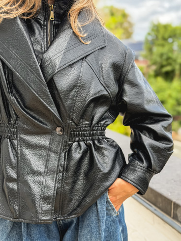 Veste en simili cuir Oséa - Noir