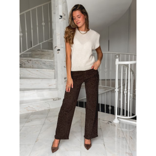 Jeans léopard Izyelle - Chocolat