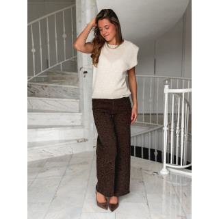 Jeans léopard Izyelle - Chocolat