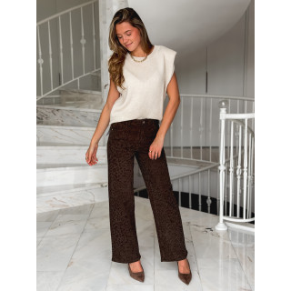 Jeans léopard Izyelle - Chocolat