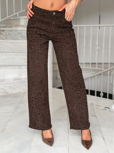Jeans léopard Izyelle - Chocolat