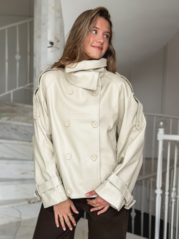 Veste en simili Valéane - Beige