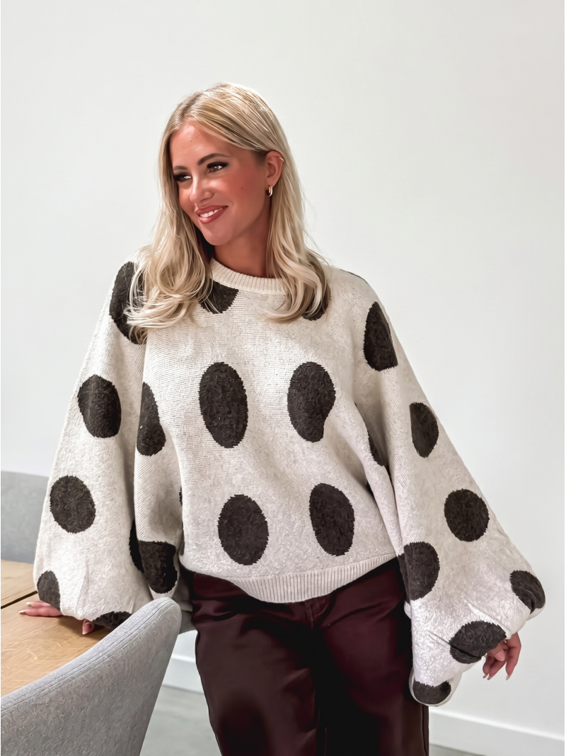 Pull à pois Shayna - Beige/Chocolat Pull à pois Shayna - Beige/Chocolat