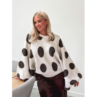 Pull à pois Shayna - Beige/Chocolat