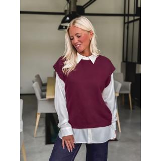 Pull fin sans manches Laélia - Bordeaux