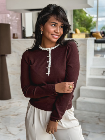 Pull fin Judite - Chocolat