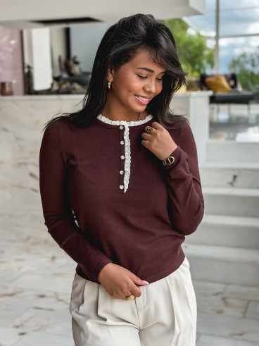 Pull fin Judite - Chocolat