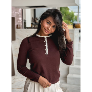 Pull fin Judite - Chocolat