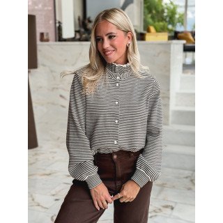 Gilet lignée Hélina - Chocolat/Crème