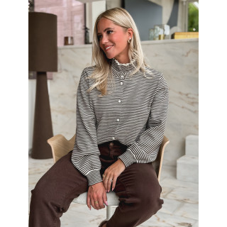 Gilet lignée Hélina - Chocolat/Crème