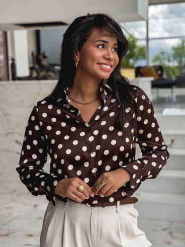 Chemise à pois Kaélane - Chocolat