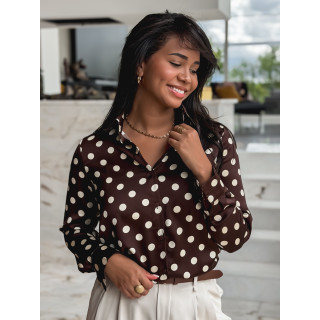 Chemise à pois Kaélane - Chocolat