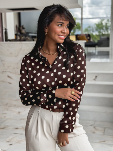 Chemise à pois Kaélane - Chocolat