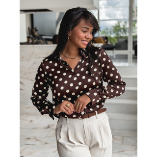 Chemise à pois Kaélane - Chocolat