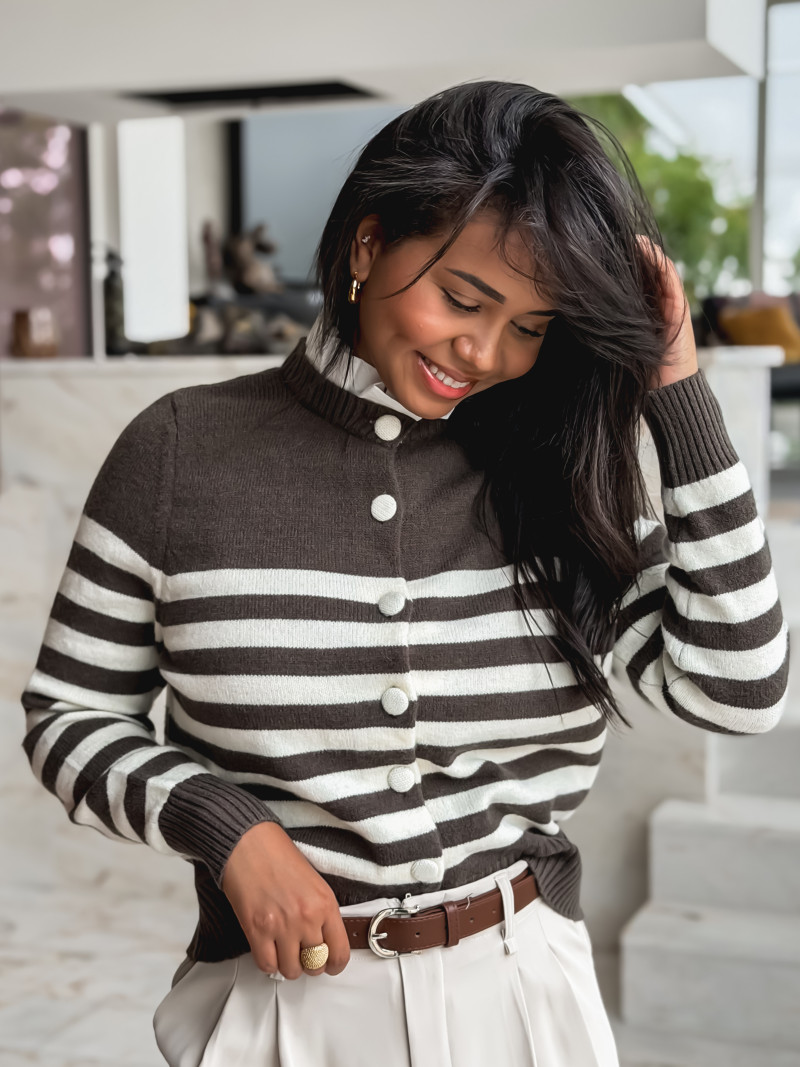 Pull ligné Yollie - Kaki