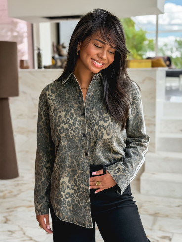 Chemise léopard Néllia - Chocolat Chemise léopard Néllia - Chocolat