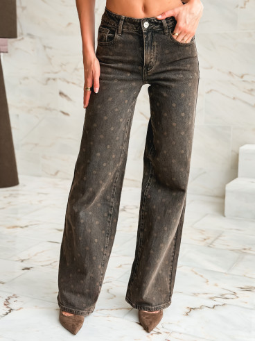 Jeans à pois Azylis - Marron