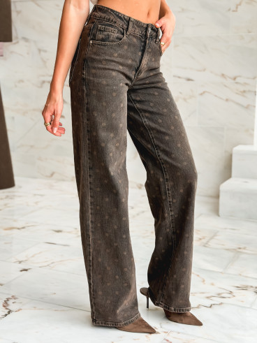 Jeans à pois Azylis - Marron