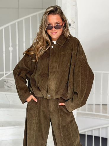 Chemise en velours Nally - Kaki