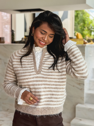 Pull ligné Venezia - Beige