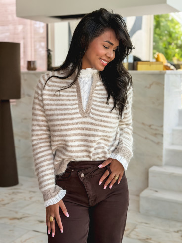 Pull ligné Venezia - Beige