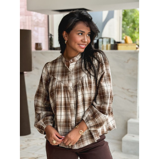 Blouse à carreaux Elowenn - Camel