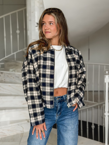 Veste à carreaux Mariette - Bleu