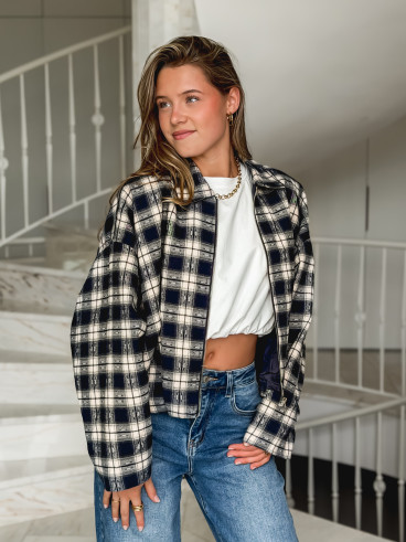 Veste à carreaux Mariette - Bleu