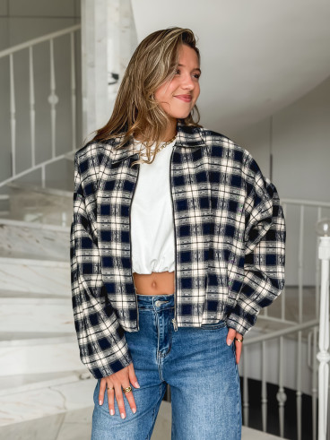 Veste à carreaux Mariette - Bleu