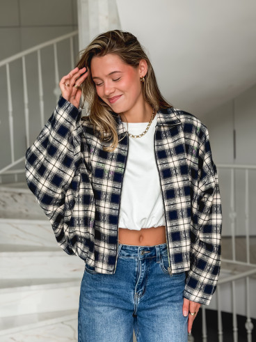 Veste à carreaux Mariette - Bleu