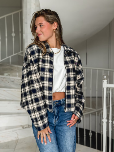 Veste à carreaux Mariette - Bleu