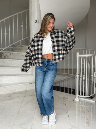 Veste à carreaux Mariette - Bleu