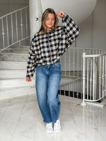 Veste à carreaux Mariette - Bleu