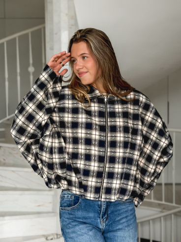 Veste à carreaux Mariette - Bleu