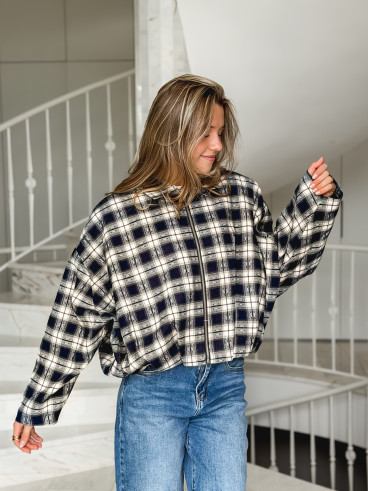 Veste à carreaux Mariette - Bleu