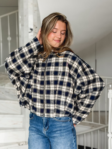 Veste à carreaux Mariette - Bleu