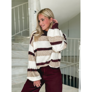 Pull lignée Adila - Bordeaux/Beige