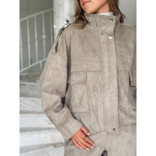 Veste en suédine Nora - Taupe