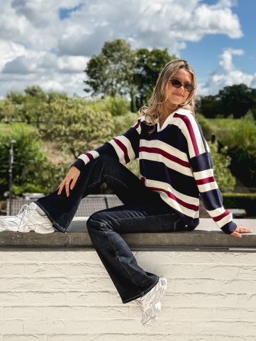 Pull lignée Paola - Bleu marine Pull lignée Paola - Bleu marine