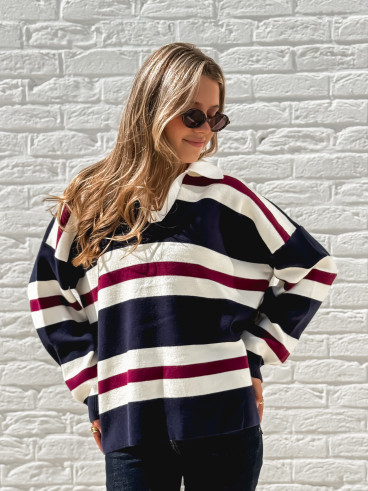 Pull lignée Paola - Bleu marine Pull lignée Paola - Bleu marine