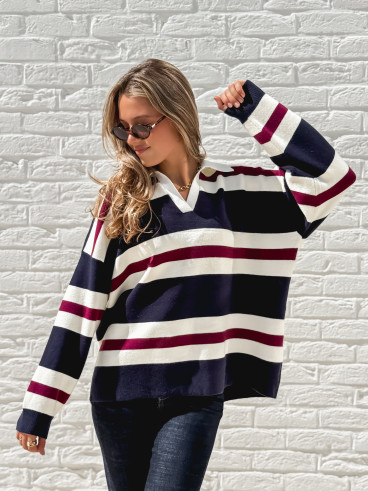 Pull lignée Paola - Bleu marine