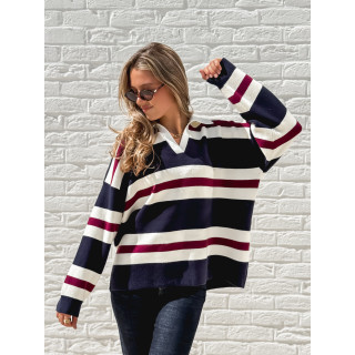 Pull lignée Paola - Bleu marine