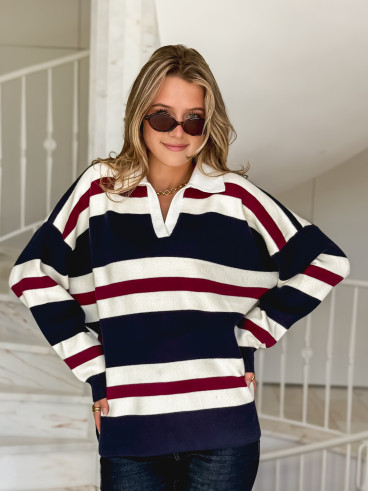 Pull lignée Paola - Bleu marine Pull lignée Paola - Bleu marine