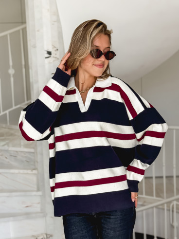 Pull lignée Paola - Bleu marine Pull lignée Paola - Bleu marine