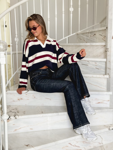 Pull lignée Paola - Bleu marine Pull lignée Paola - Bleu marine