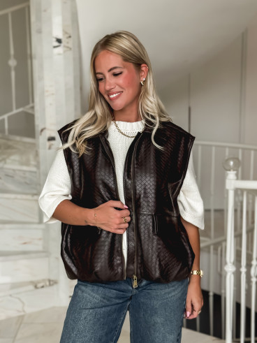 Veste en simili cuir Gabriella - Chocolat