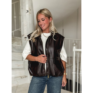 Veste en simili cuir Gabriella - Chocolat